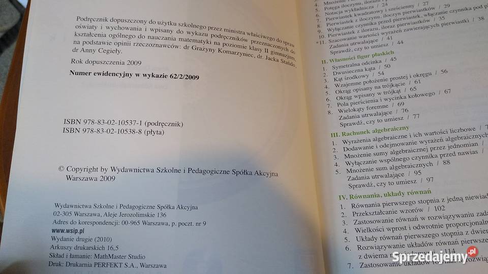 Matematyka wokół nas gimnazjum 2 podręcznik Gdańsk sprzedam