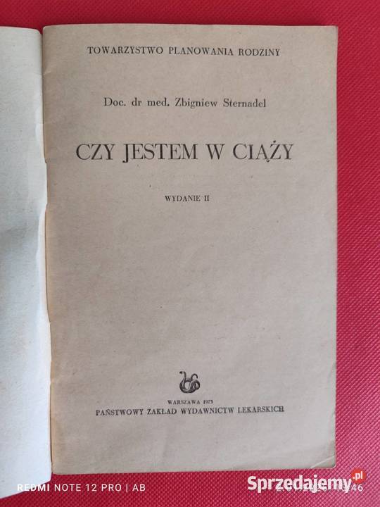 Czy jestem w ciąży dr Zb Sternadel PZWL 1973 r Katowice