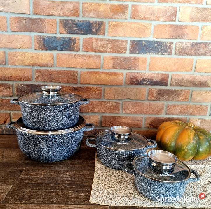 209 Garnki marmurkowe Klonberg szare i czarne śląskie Zabrze