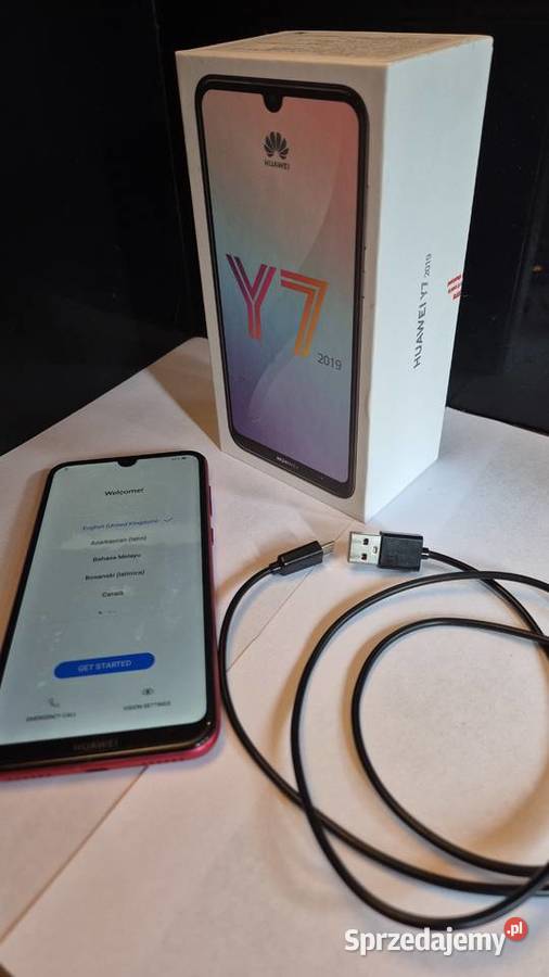 Smartfon HUAWEI Y7 2019 stan idealny z pudełkiem i dokumentami tanio!