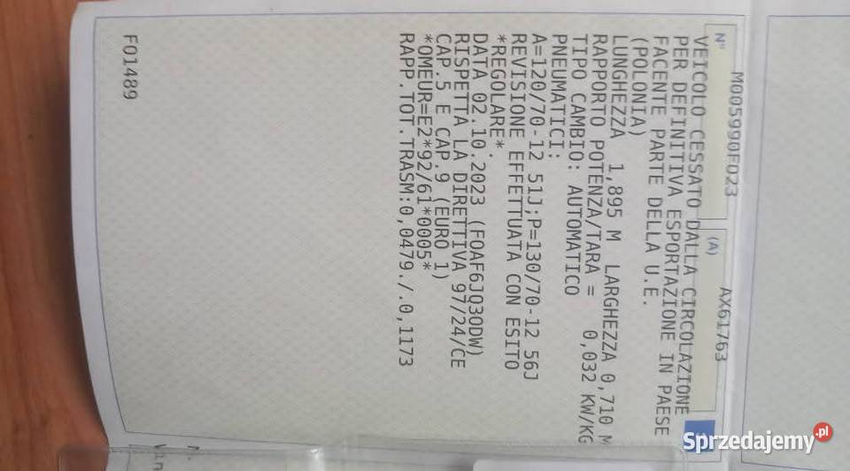 Papiery Vin blaszka Motocykle na części Świętochłowice