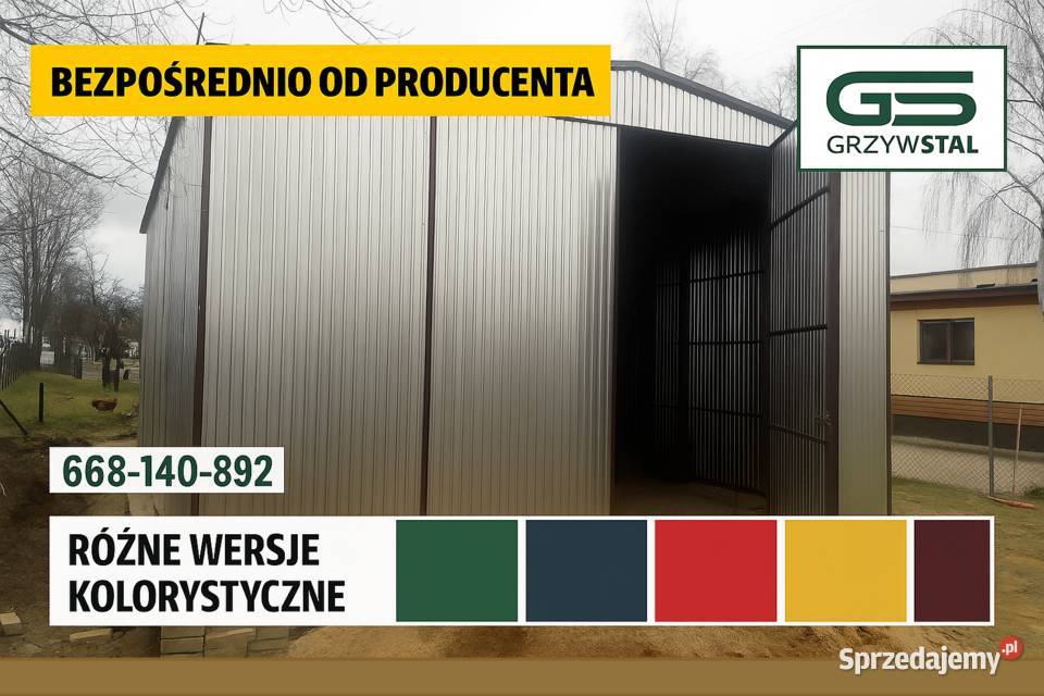 Garaż blaszany OCYNKOWANY Magazyn Wiata Hala 155zł/m2 lubelskie Łuków