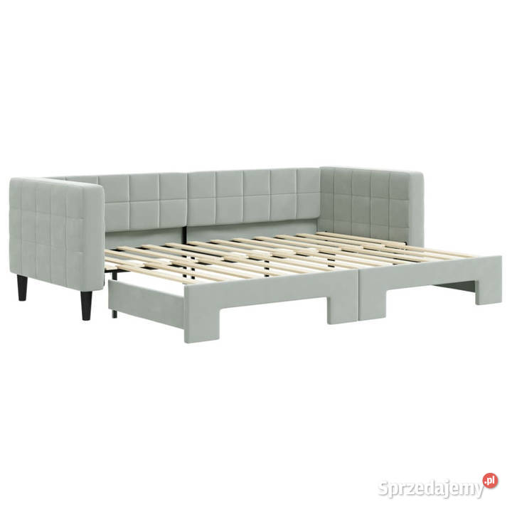 Sofa rozsuwana jasnoszara aksamit 80x200 Warszawa