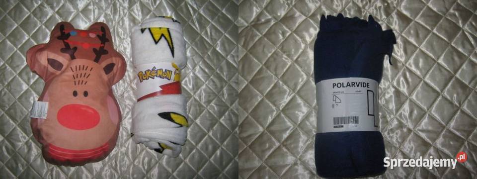 Dwa Kocyki Pokemon i Granatowy i Poduszka Nowe mazowieckie Baranowo