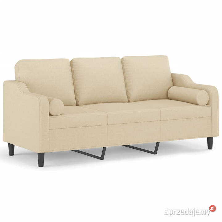3osobowa sofa z poduszkami kremowa 180 tkanina Warszawa