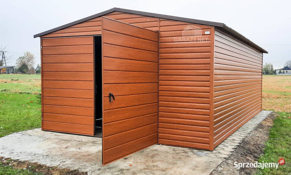 GARAŻ BLASZANY 4m x 6m DWUSPAD BRAMA JASNY Domki narzędziowe małopolskie Łapanów sprzedam