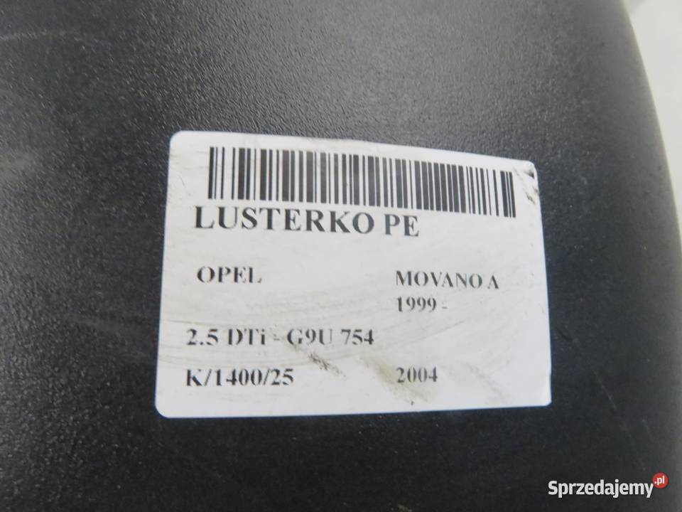 LUSTERKO PRAWE OPEL MOVANO