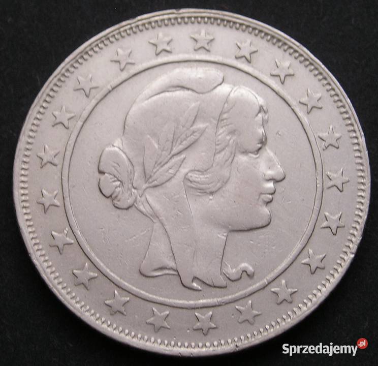 Brazylia 2000 reis 1937 SREBRO Łódź