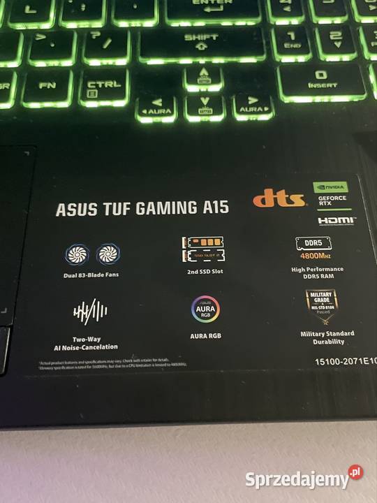 Zestaw gamingowy Laptop ASUS monitor Asus 27c Karta graficzna Kleczew