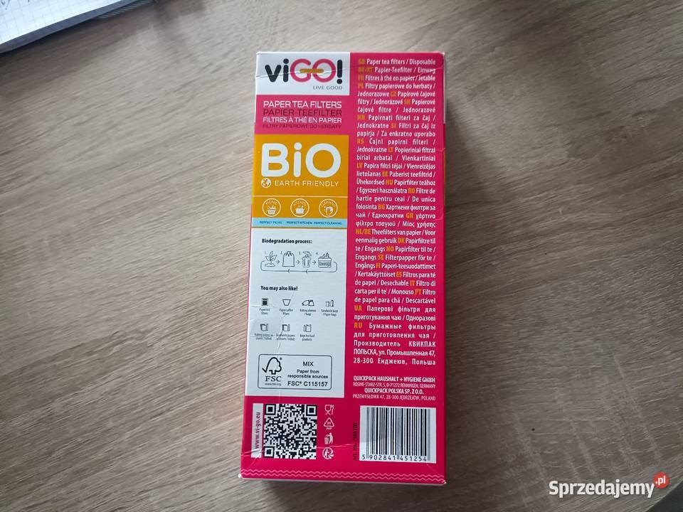 Bio Filtry papierowe do herbaty 100 viGO Kwidzyn sprzedam