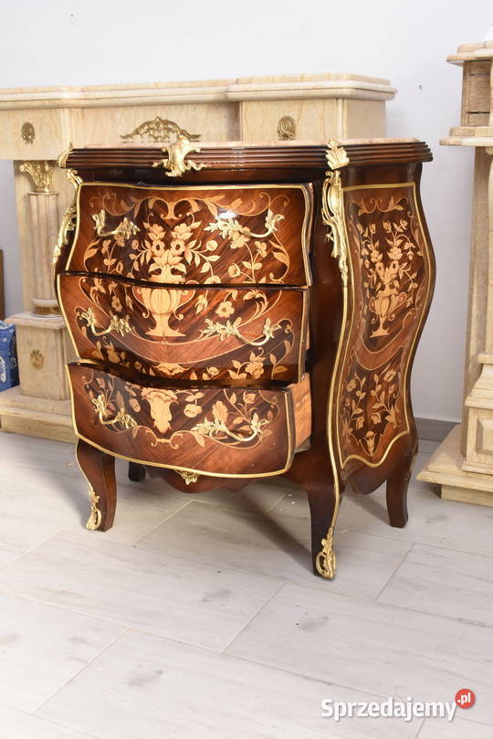 Komoda W stylu Francuskim z intarsją Marmurowy Kraków