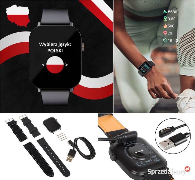 Smartwach Zegarek Menu Wodoodporny Sport Pomiary Białystok