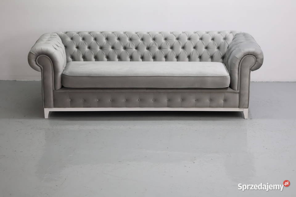 SYR NOWA SZARA 3 osobowa sofa Chesterfield Poznań sprzedam
