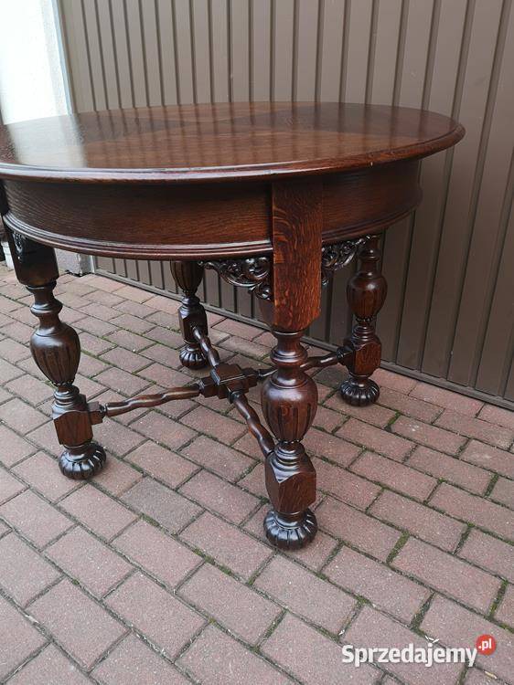 Stół Dębowy Okrągły 99 Unikat Zgrabny Stary Meble Swarzędz