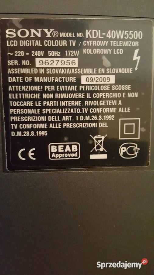 Sprzedam main 187894241 Sony KDL40W5500 zachodniopomorskie Szczecin