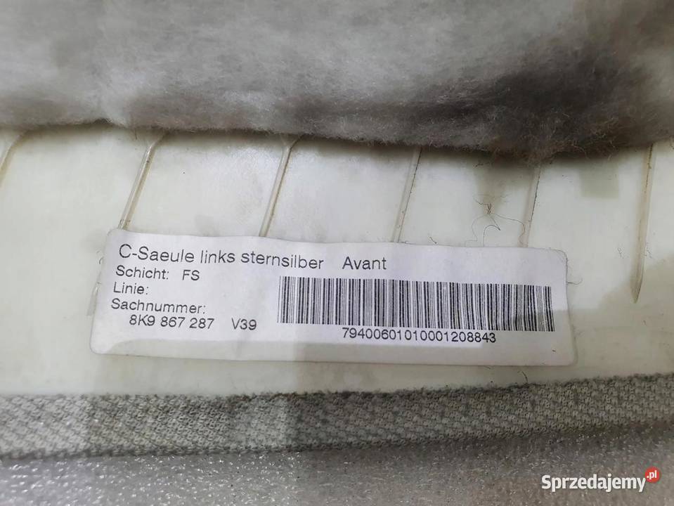 OSŁONA SŁUPKA LEWY TYŁ AUDI A4 B8 8K9867287 osobowe wielkopolskie