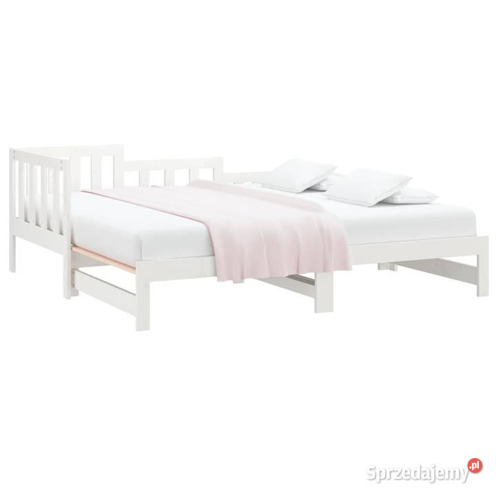 Łóżko rozsuwane białe 2x90x190 lite drewno
