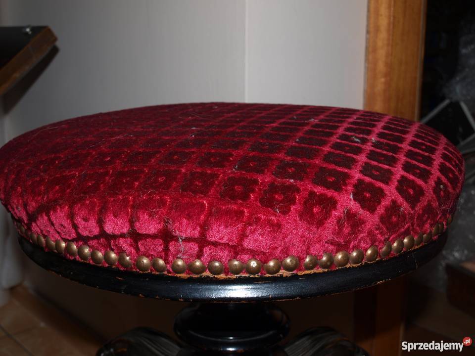 zabytkowy stołek taboret do pianina Gdów