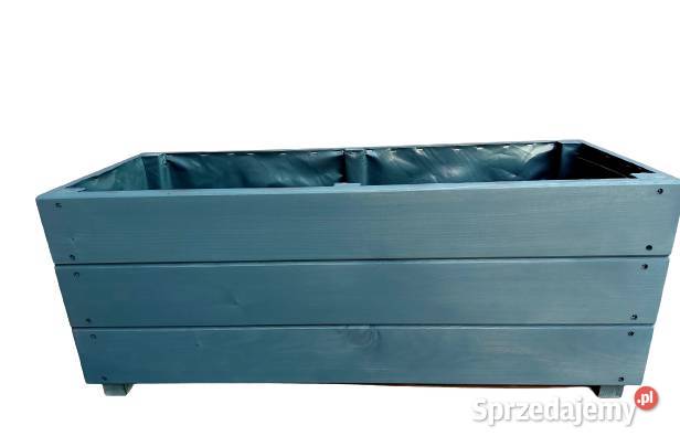 Donica drewniana szara duża skrzynia ogrodowa