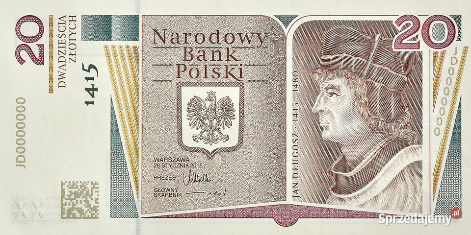 Banknot RADAR JS0035553 JULIUSZ SŁOWACKI 20 NBP śląskie Sosnowiec
