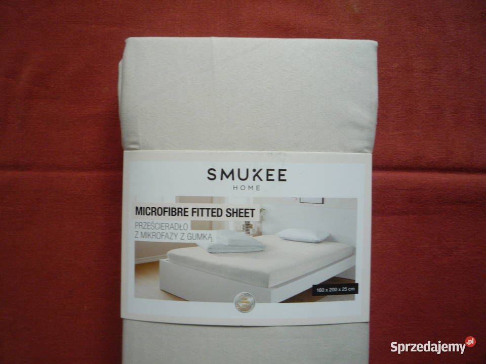 Smukee Beżowe Prześcieradło z gumką 160x200x25 Prześcieradła Szczecin