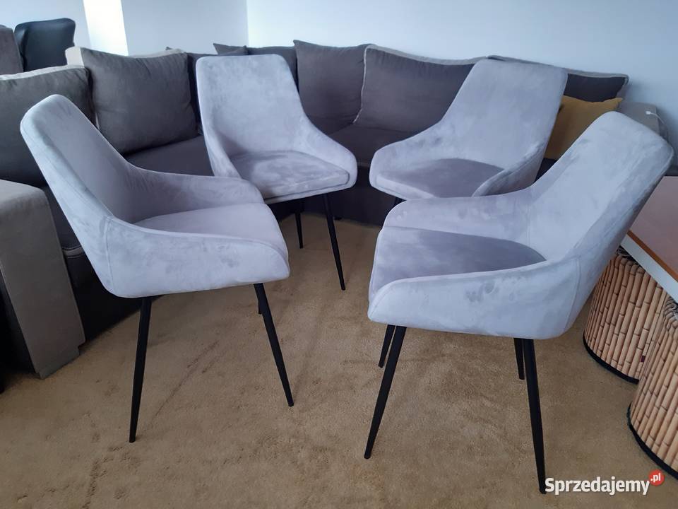 Krzesła welurowe szare glamour loft NOWE Ostrowiec Świętokrzyski