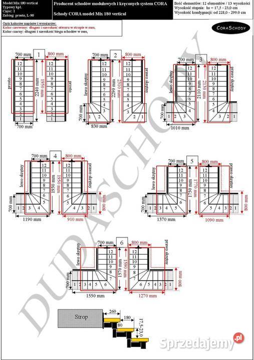 Schody CORA metalowe model Mix 180 vertical L90 Kościan sprzedam