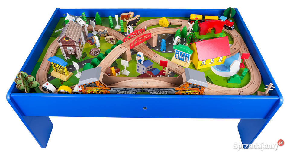 Drewniana kolejka na stoliku mega zestaw tory mazowieckie Warszawa sprzedam