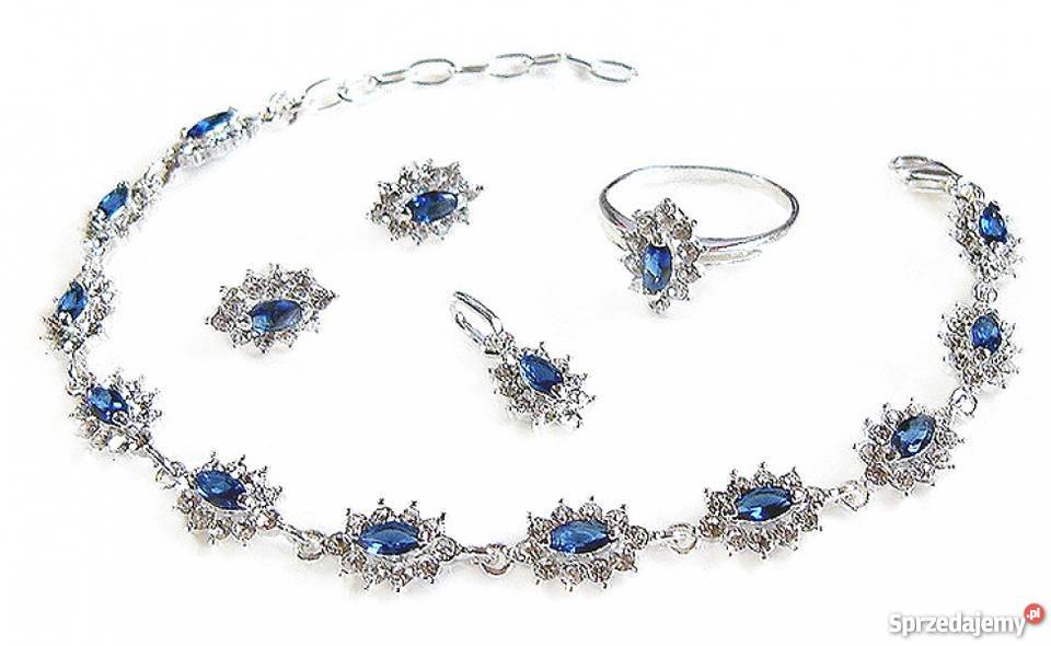 PRZEPIĘKNY SREBRNY KOMPLET Z SZAFIRAMI Białystok