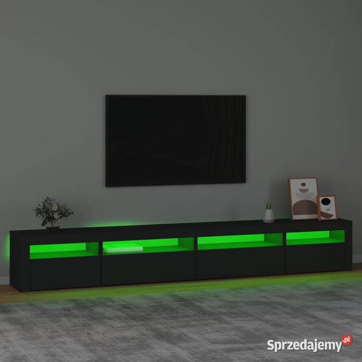 Szafka pod TV z oświetleniem LED czarna mazowieckie Warszawa