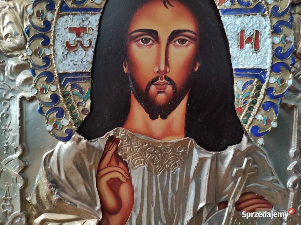 Piękna ikona Jezusa Chrystusa Pantokratora Łódź