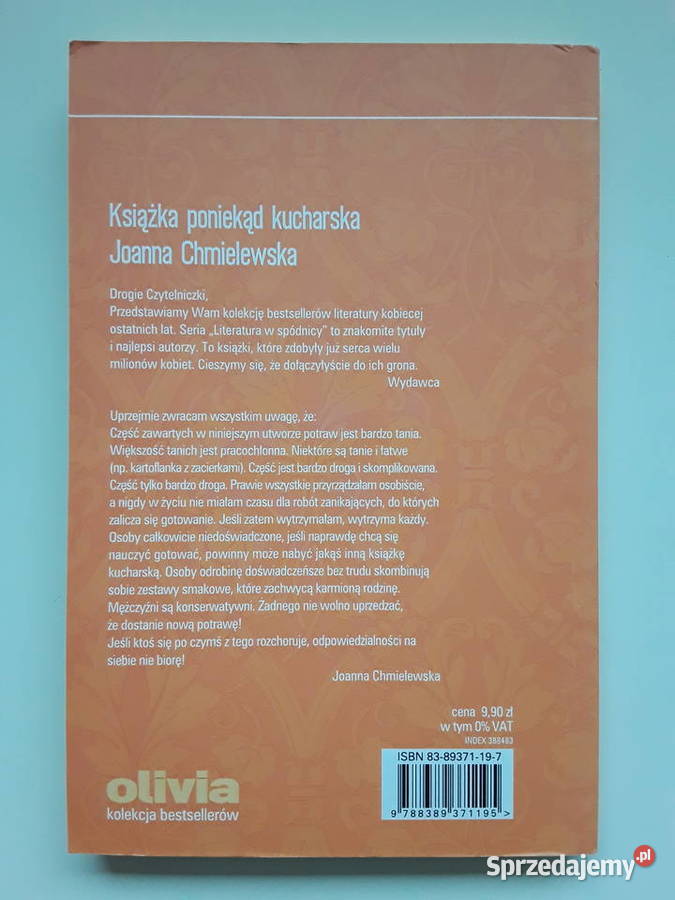 Książka poniekąd kucharska Joanna Chmielewska miękka Warszawa