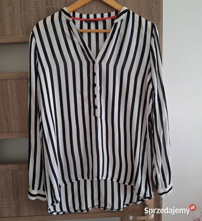 Białoczarna koszula w paski 38 classy klasyczna Paski