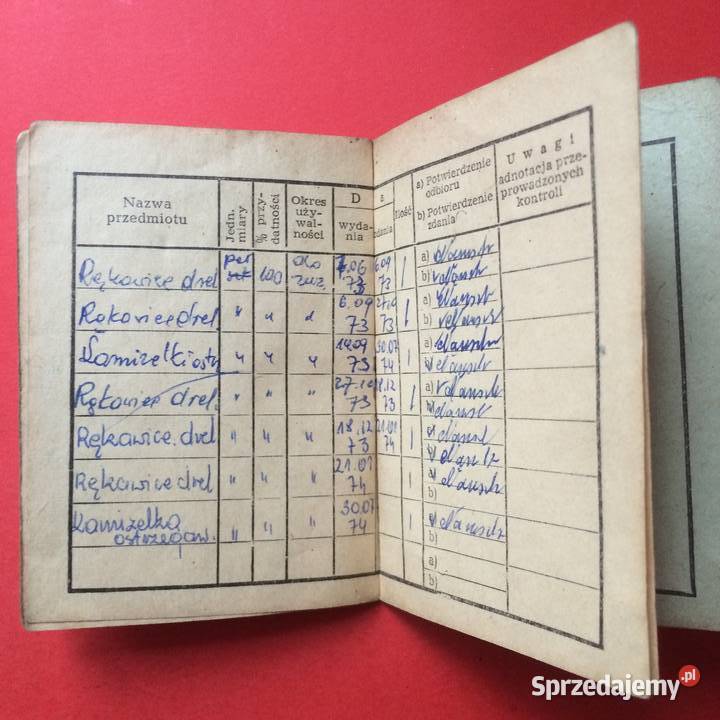 1986 Dwie Książeczki Wyposażenia PKP zachodniopomorskie Szczecin