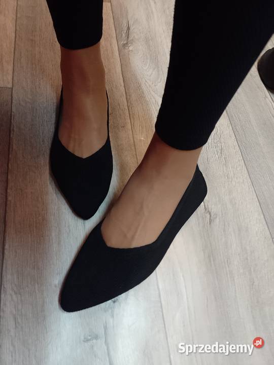 40 Czarne dzianinowe baleriny wieczorowe NOWE tkanina Kraków