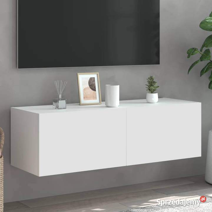 Ścienna szafka TV z LED biała 100x35x31 WM837295 Warszawa