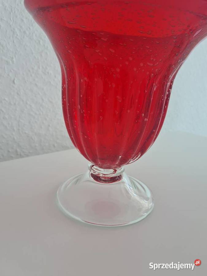 Duży czerwony Wazon szkło murano Porcelana i szkło małopolskie Gorlice