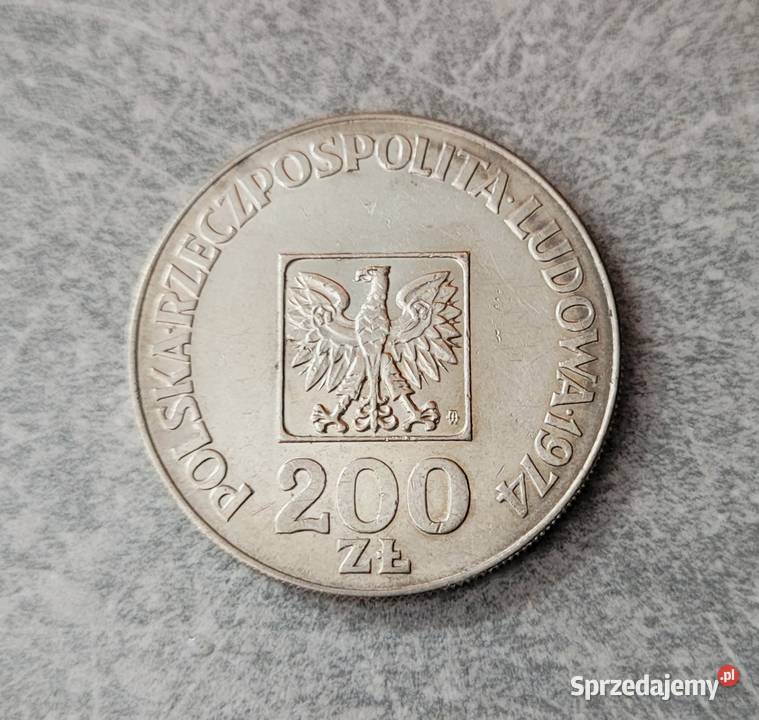 106 POLSKA srebro 200 Złotych 1974 r Kolekcje Łask