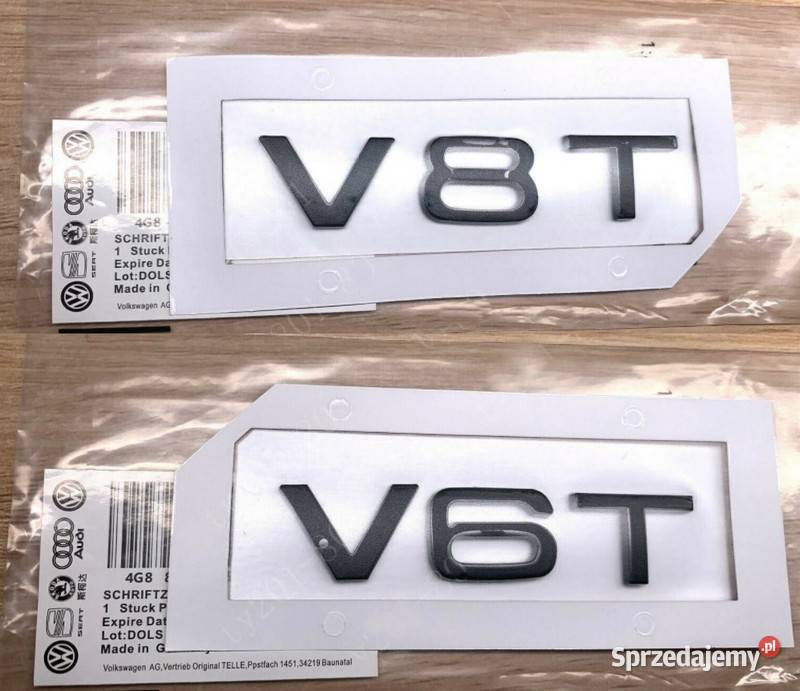 NOWY znaczek V6T V8T klejane srebrne czarne logo Zamość