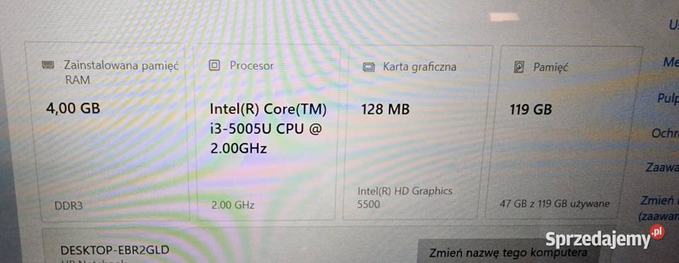 Laptop HP 14am004no 4128GB SSD Intel i35005U 4GB HP/Compaq małopolskie Tarnów