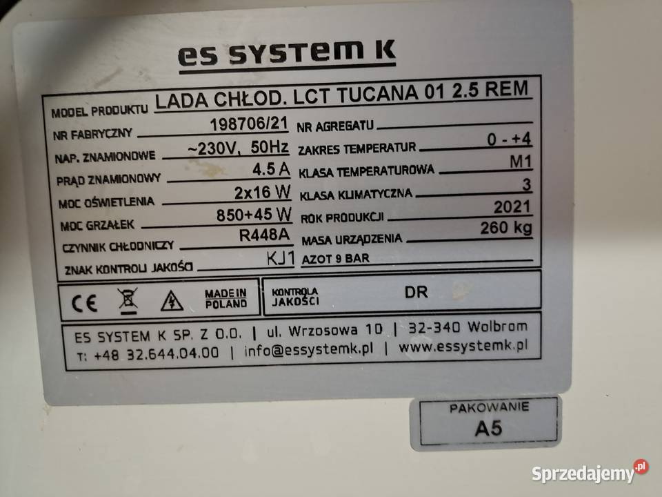 Lada chłodnicza ES SYSTEM LCT TUCANA 01 25 m Sklep podkarpackie Krościenko Wyżne