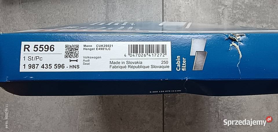 Filtr kabinowy BOSCH R5596 z węglem aktywnym 1 śląskie Sławków sprzedam
