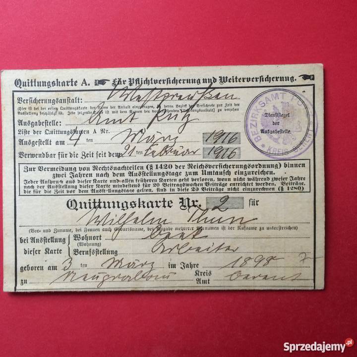 Quittungskarte Antykwariat Szczecin