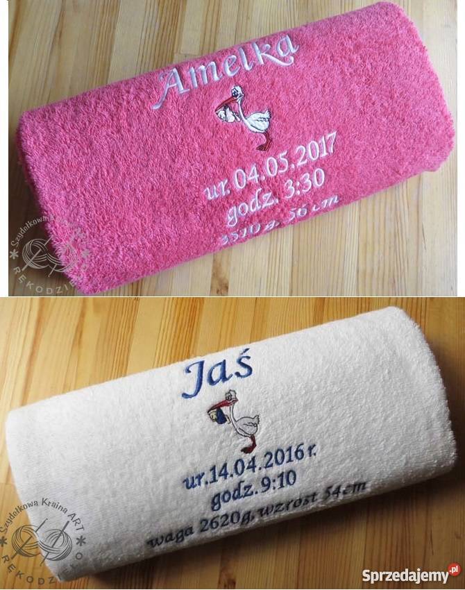 GRUBY ręcznik z HAFTEM imię PREZENT DZIEŃ Toruń sprzedam