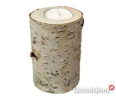 Świecznik brzoza tealight plastry drewniane śląskie Rybnik