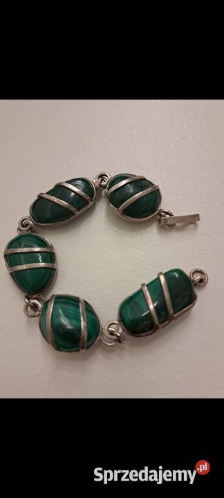 Bransoletka srebrna z malachitami Wa Radom