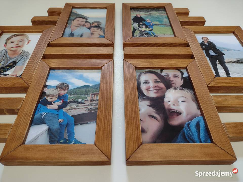 Drewniana Multirama Ramka na 6 zdjęć 10x15