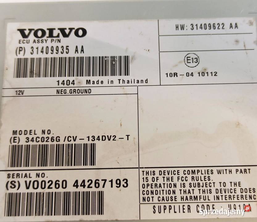 VOLVO V60 V70 III WZMACNIACZ RADIA 31409935 osobowe