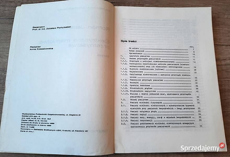 Elektryczne miernictwo przemysłowe R Janiczek Rok wydania 1988 Ostrów Wielkopolski sprzedam
