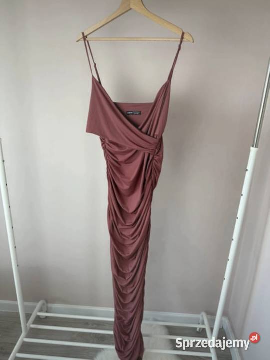 Shein sukienka długa maxi L 40 12 bordowa wesele
